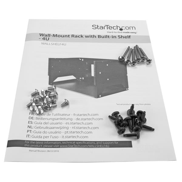 StarTech.com Rack de Servidores Abierto de 4U de Pared - de 2 Columnas - con Estante Integrado - de Profundidad Ajustabl