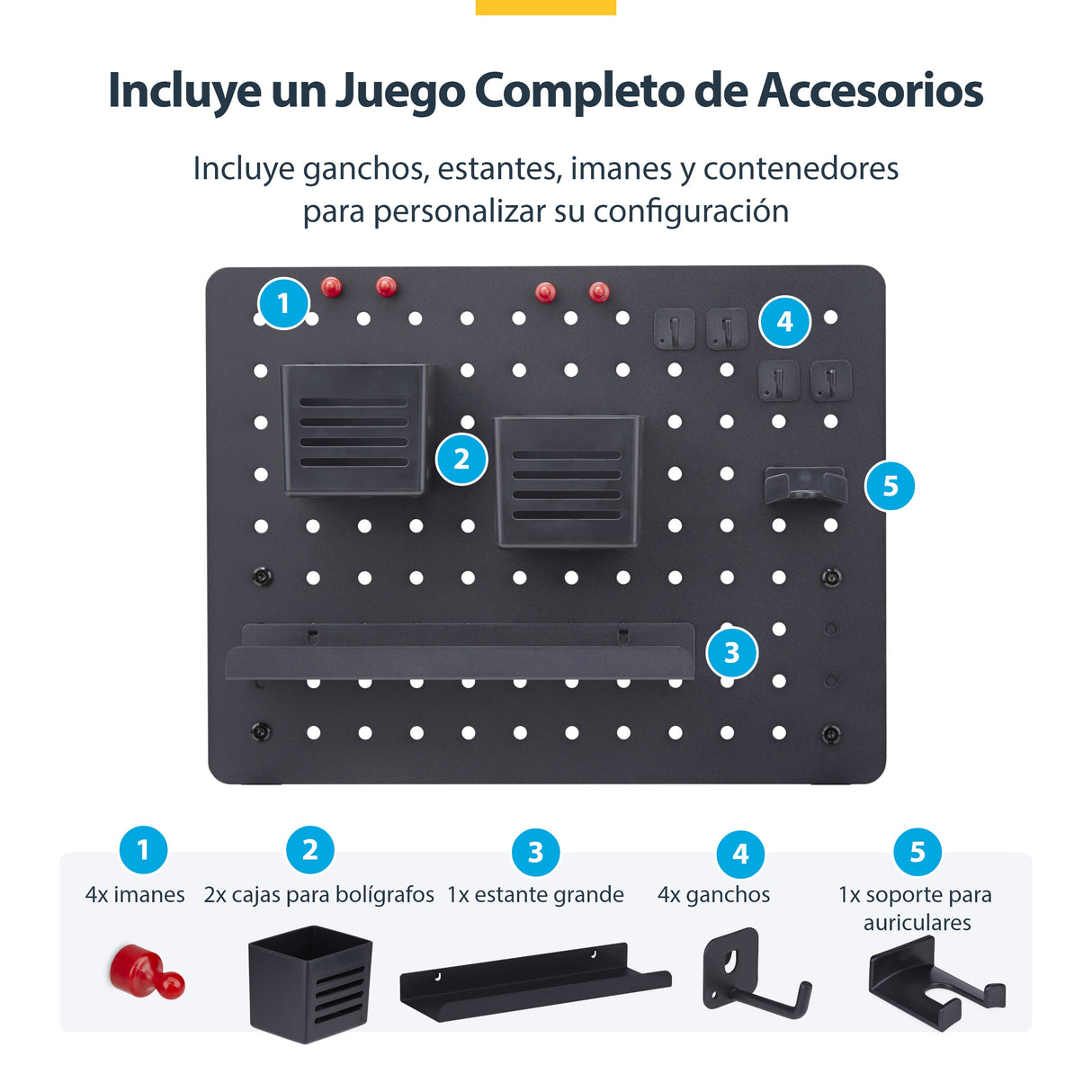 StarTech.com Tablero Perforado de Sobremesa con Abrazadera - Panel Perforado Metalico - Organizador de Acero con Accesor
