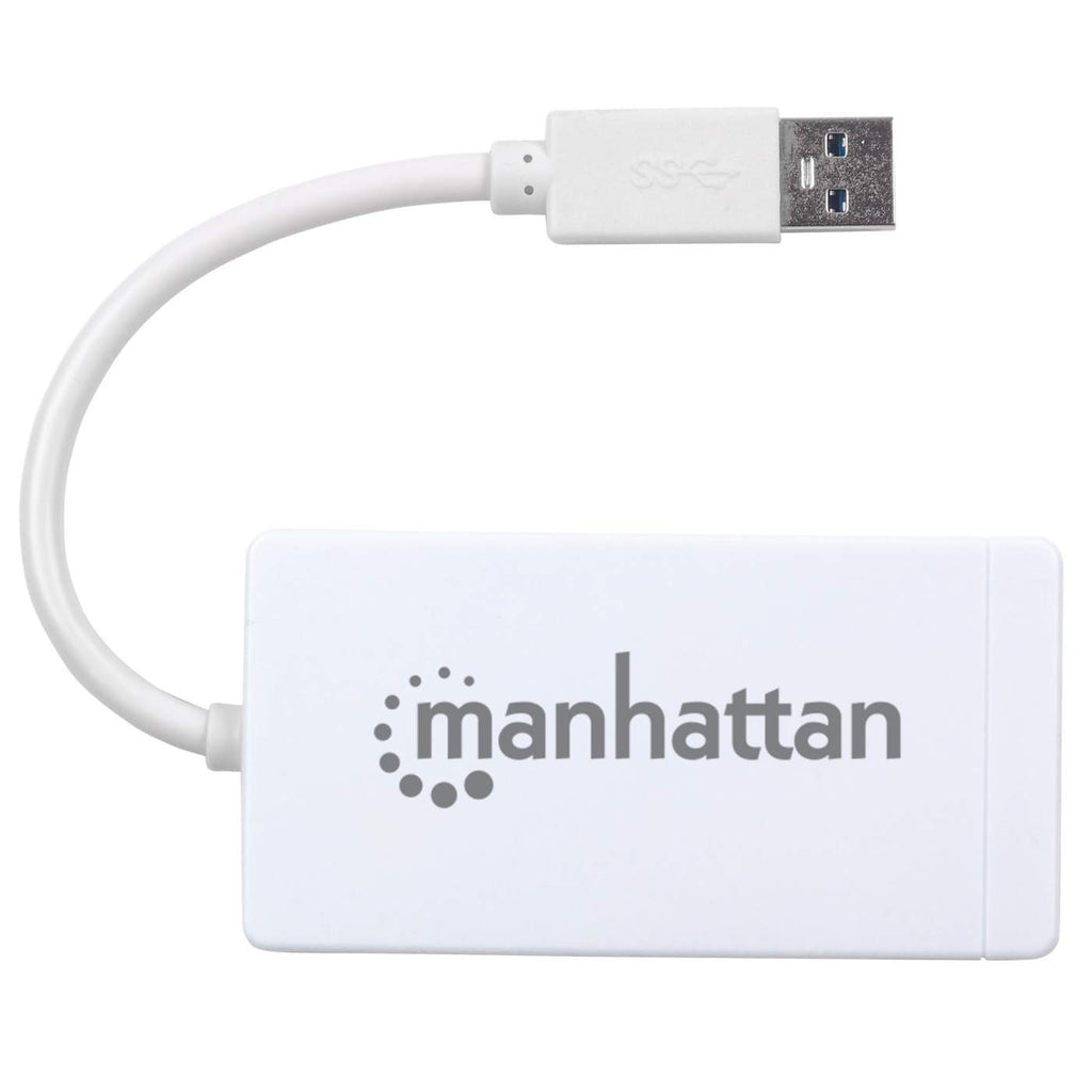 Manhattan Hub de 3 puertos USB 3.0 con Adaptador Gigabit Ethernet Laptop USB 3.2 Gen 1 (3.1 Gen 1) Type-A 3 1 Blanco