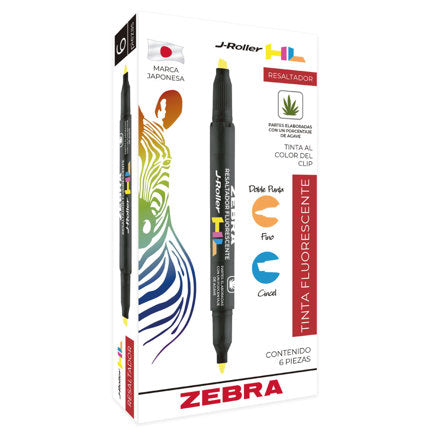 Zebra 300AZLCNC006 marcadores 6 pieza(s) Punta de cincel/fina Azul Negro