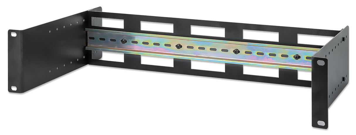 Intellinet Kit rail DIN réglable 19", 2U, pour équipements sur rail DIN chapeau, profondeur réglable 48–174 mm, aluminium, noir RAL 9005, garantie trois ans Rack Carril de rack Negro Aluminio 9 kg