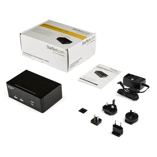 StarTech.com Switch Conmutador KVM de 2 Puertos DisplayPort - 4K 60Hz Interruptores KVM 2 USB No