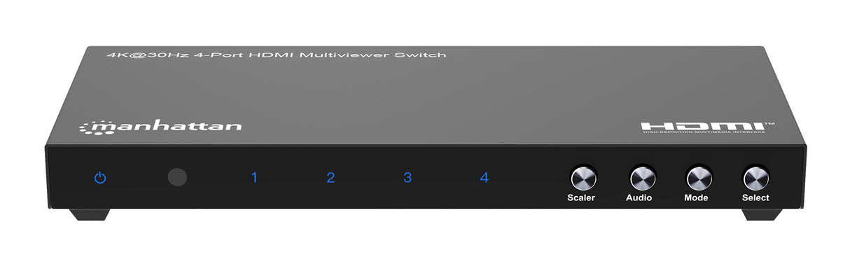 Manhattan Multiviewer/conmutador HDMI 4K de 4 puertos, 4 entradas a 1 pantalla, 4K@30 Hz, modos PiP
