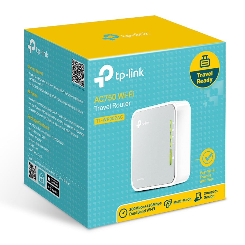 TP-Link TL-WR902AC Router Si Doble banda (2,4 GHz / 5 GHz) Wi-Fi 5 (802.11ac) 733 Mbit/s