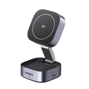 Ugreen 35316 cargador de dispositivo móvil Auriculares, Smartphone, Reloj inteligente Gris USB Cargador inalámbrico Carga rápida Interior
