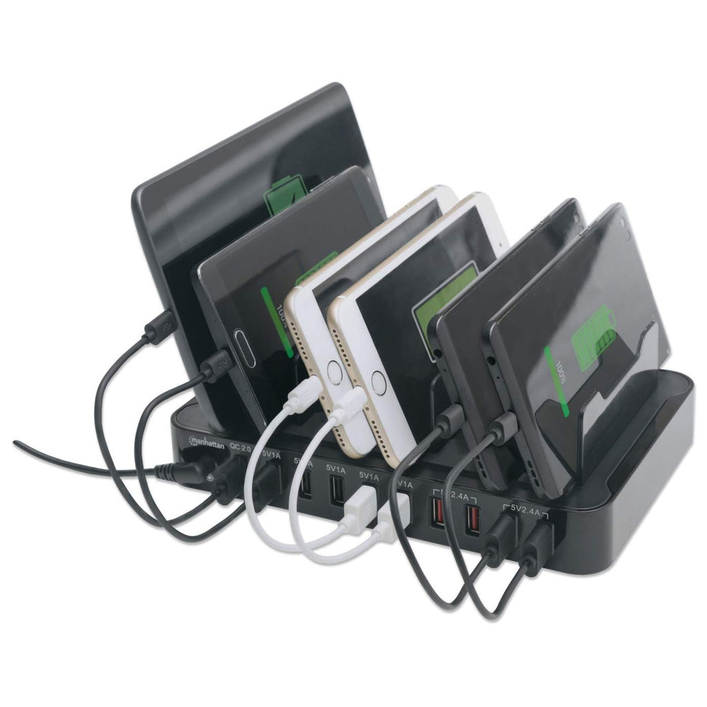 Manhattan Estación de carga con 10 puertos USB organizadores para estación de carga Negro Poder CUL, RoHS2, CE, TUV, FCC 110 - 240 V