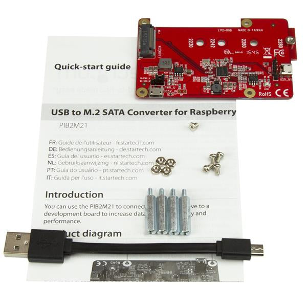 StarTech.com Conversor Adaptador USB a M.2 NGFF SATA SSD para Placas de Desarrollo y Raspberry Pi - con Accesorios Tarje