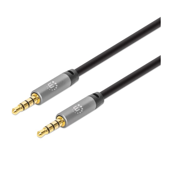 Cable Manhattan Audio Estéreo 3.5mm M/M 3.0m Negro Plateado 356008