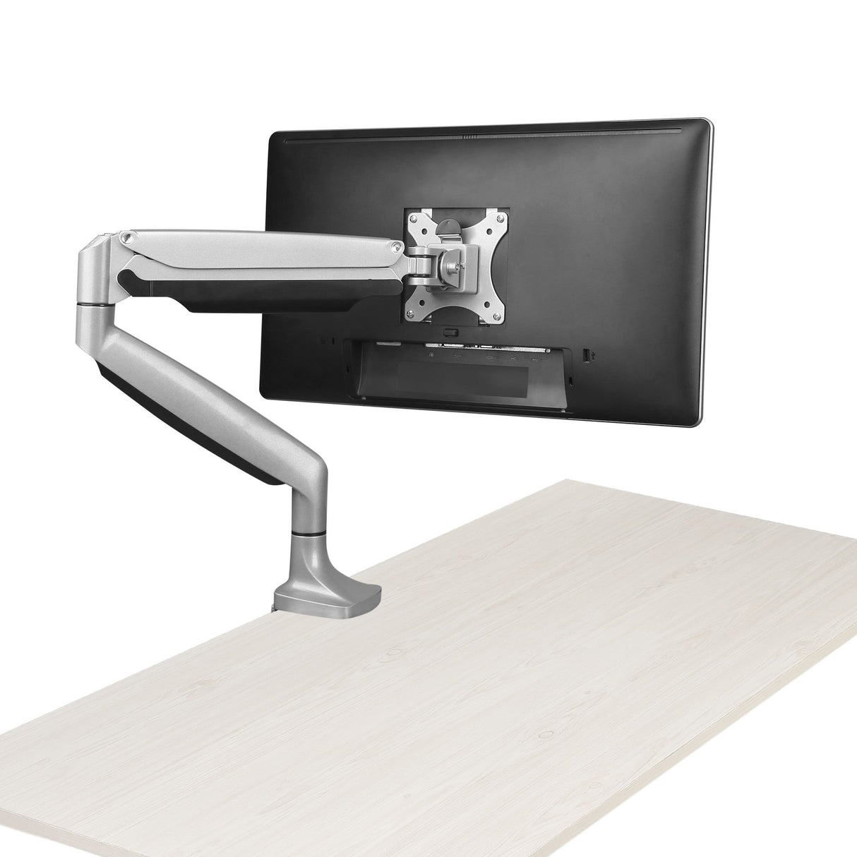 StarTech.com Brazo Ergonómico de Escritorio para Monitor VESA hasta 9kg - de Servicio Pesado - Movimiento Total, Altura Ajustable y Articulado - Aluminio - Abrazadera en C/Ojal - Plata Monitor Plata