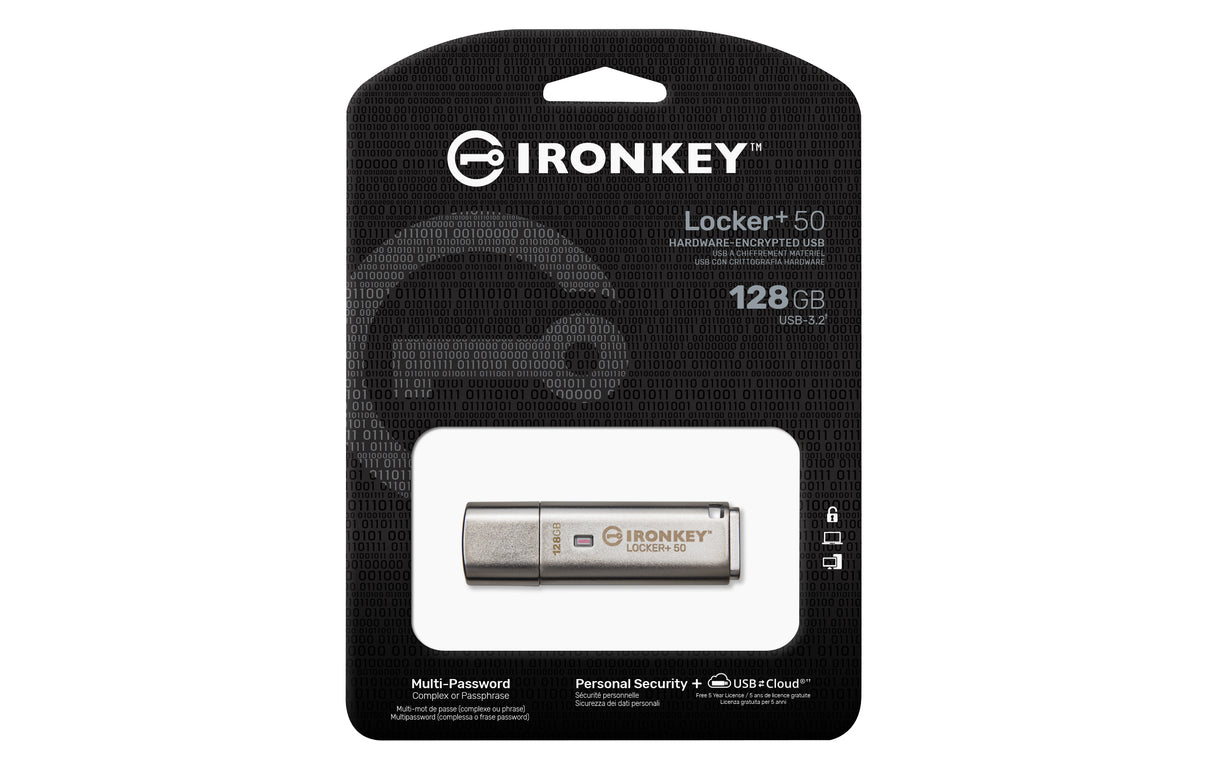 Kingston Technology IronKey 128GB IKLP50 AES USB, w/256bit Encryption Memoria Flash 128 GB USB tipo A 3.2 Gen 1 (3.1 Gen 1) 145 MB/s