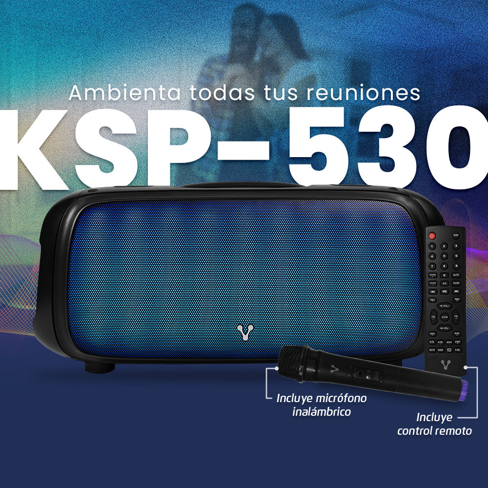 BAFLE VORAGO KSP-530 40W RMS 2x6" + 2x2.5" TWEETER 5400mAh FLAME LIGHT TWS USB / TF / BT / AUX