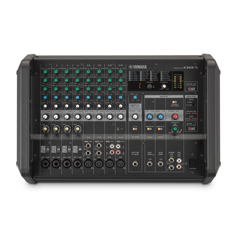 Yamaha EMX5 mezclador DJ 12 canales Negro