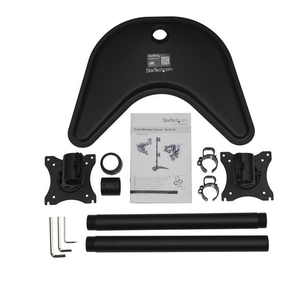 StarTech.com Soporte Vertical de Acero de Servicio Pesado para dos Monitores - Base Ajustable VESA para Pantallas de has