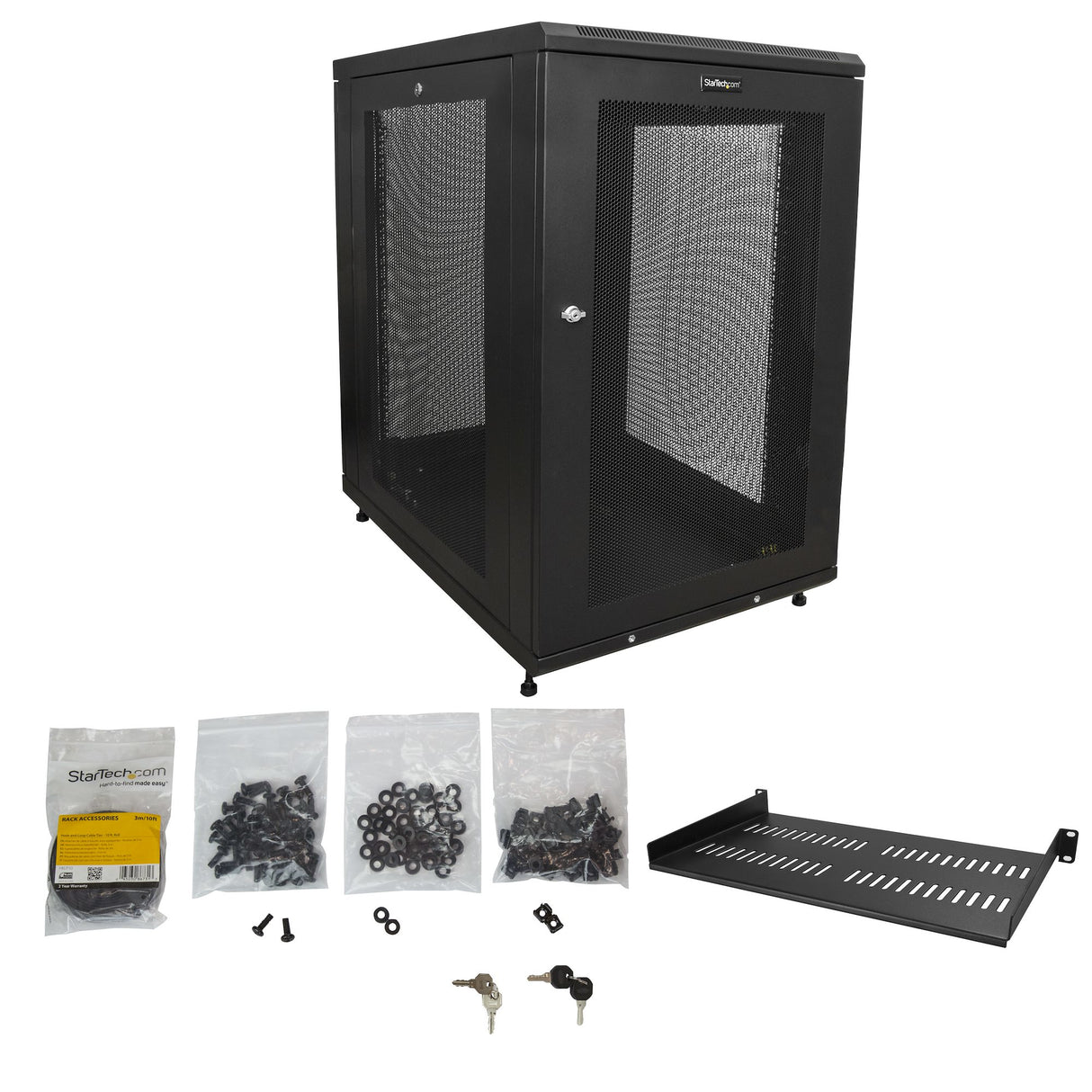 StarTech.com Armario Rack para Servidores 18U 19" 4 Columnas - Rack de Servidores con Cerradura y Seguro - Rack con