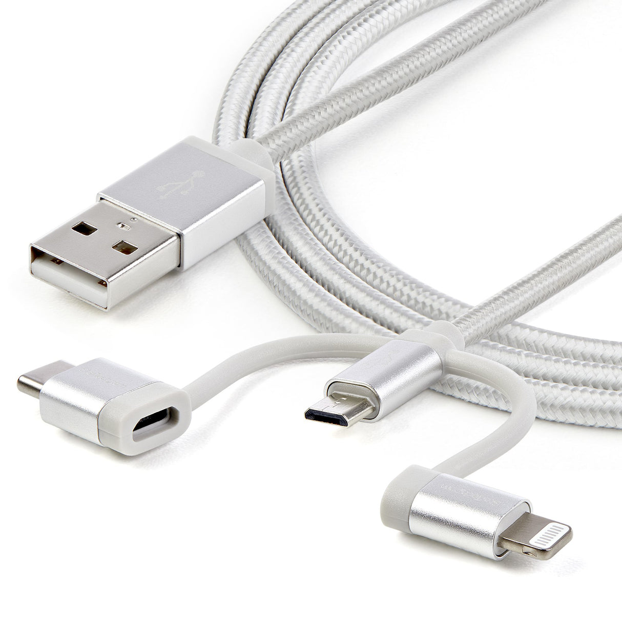 StarTech.com Cable Trenzado de 1m USB a Lightning USB-C y Micro USB - Cable Cargador para Teléfono Móvil iPhone iPad Tablet Cable USB 2.0 USB A Micro-USB B Macho