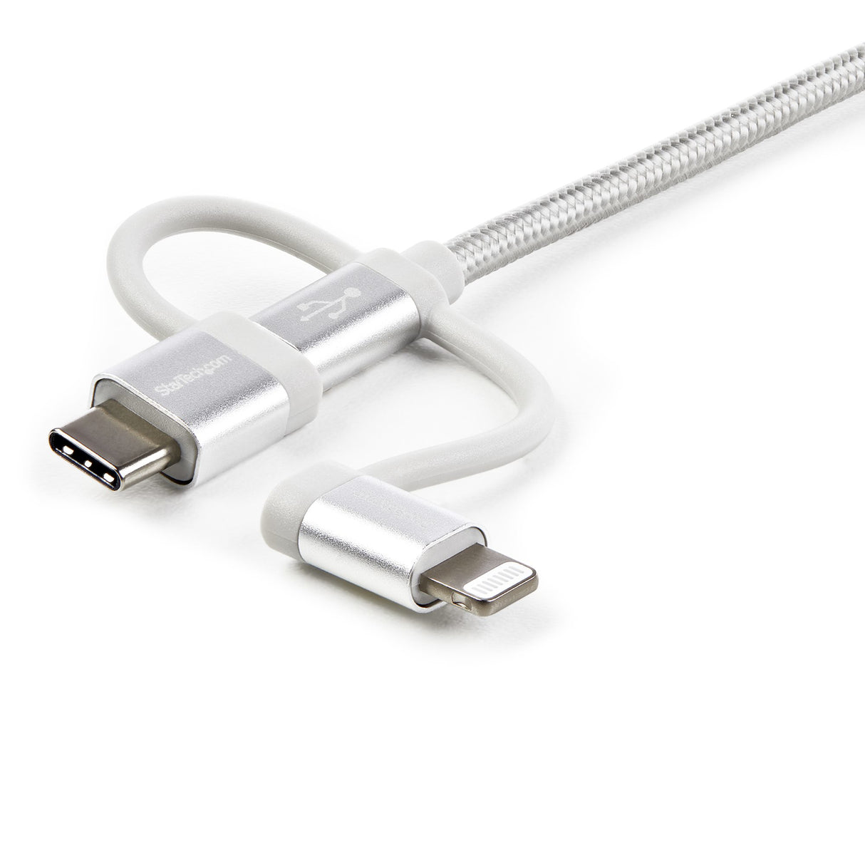 StarTech.com Cable Trenzado de 1m USB a Lightning USB-C y Micro USB - Cable Cargador para Teléfono Móvil iPhone iPad Tablet Cable USB 2.0 USB A Micro-USB B Macho