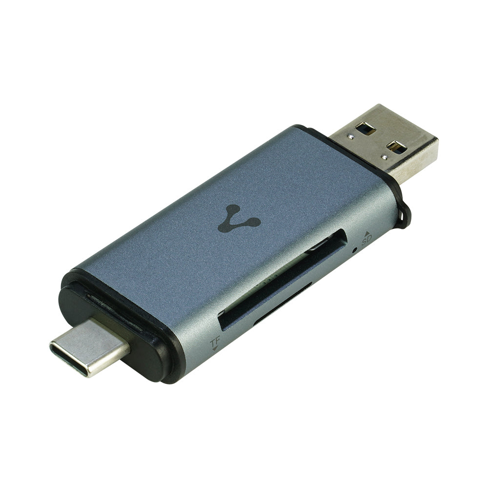 Vorago CR-350 lector de tarjeta USB 3.0 Type-A/Type-C Plata, MMC, MicroSD (TransFlash), SDHC