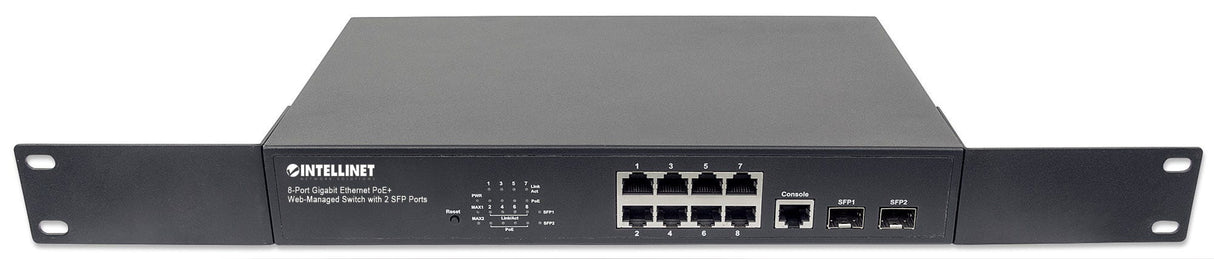 Intellinet Commutateur réseau (switch) Gigabit Ethernet PoE+ administrable via le Web 8 ports avec 2 ports SFP, IEEE 802