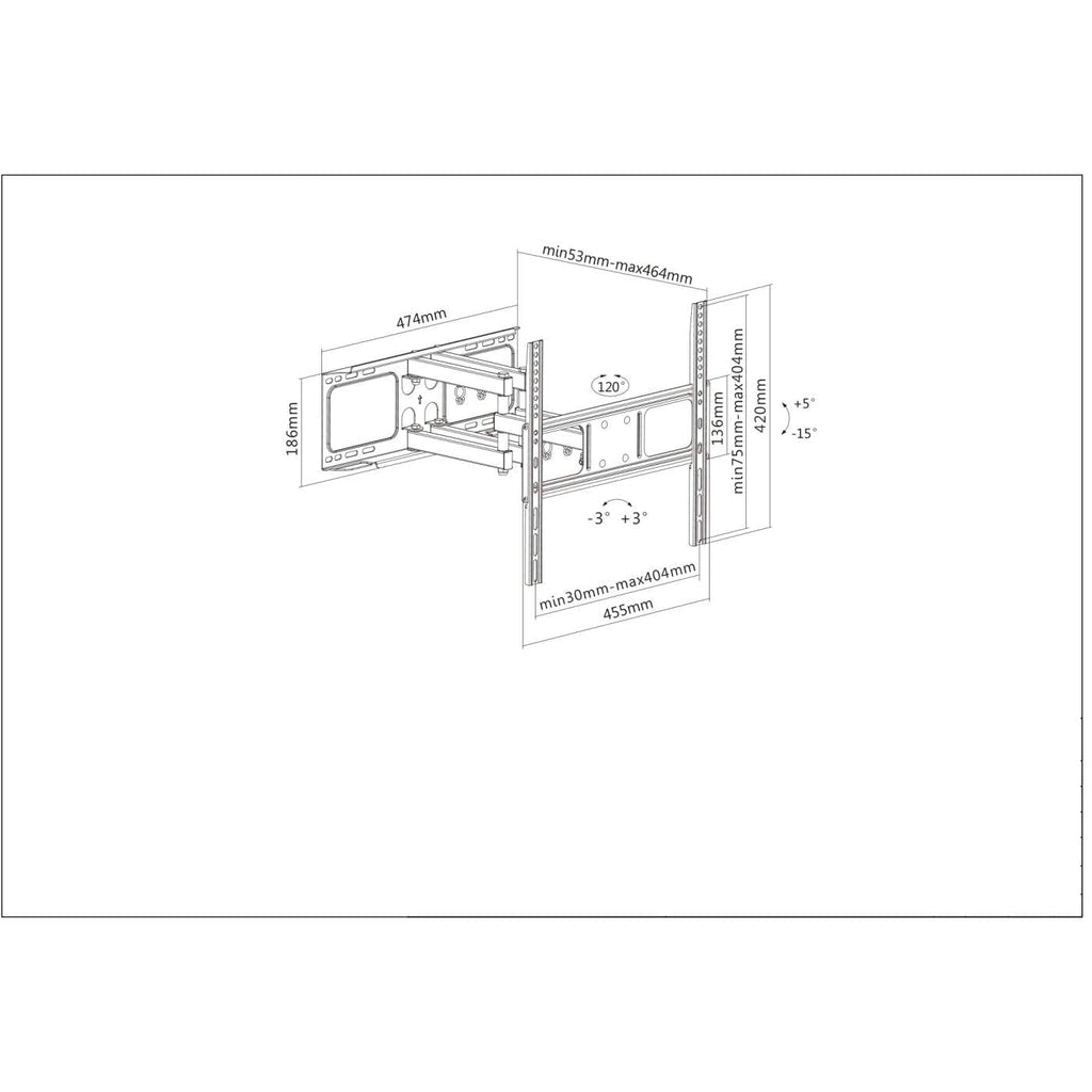 Manhattan Soporte Universal de Pared para TV, con Movimiento Completo, Básico Monitor Negro