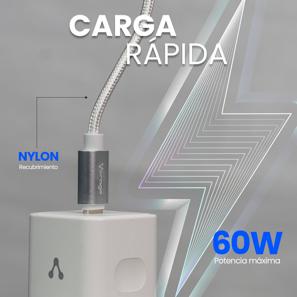 CABLE VORAGO USB C - USB C 1 METRO CARGA RAPIDA BLANCO CAB-124 WH