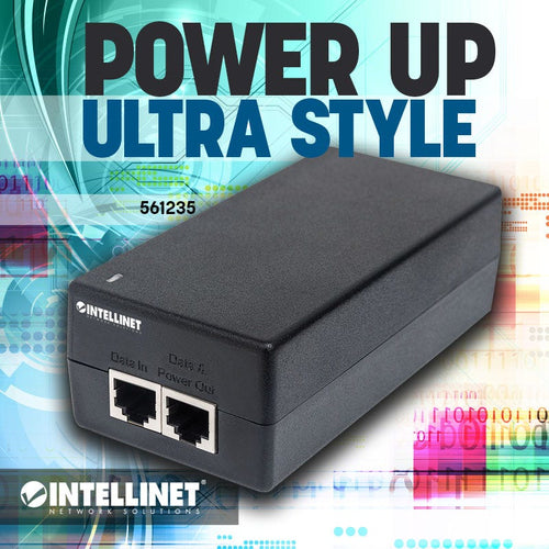 Intellinet Injecteur Ultra PoE+ Gigabit, 1 port 60 W, conforme IEEE 802.3bt et 802.3at/af, boîtier plastique, Alimentati