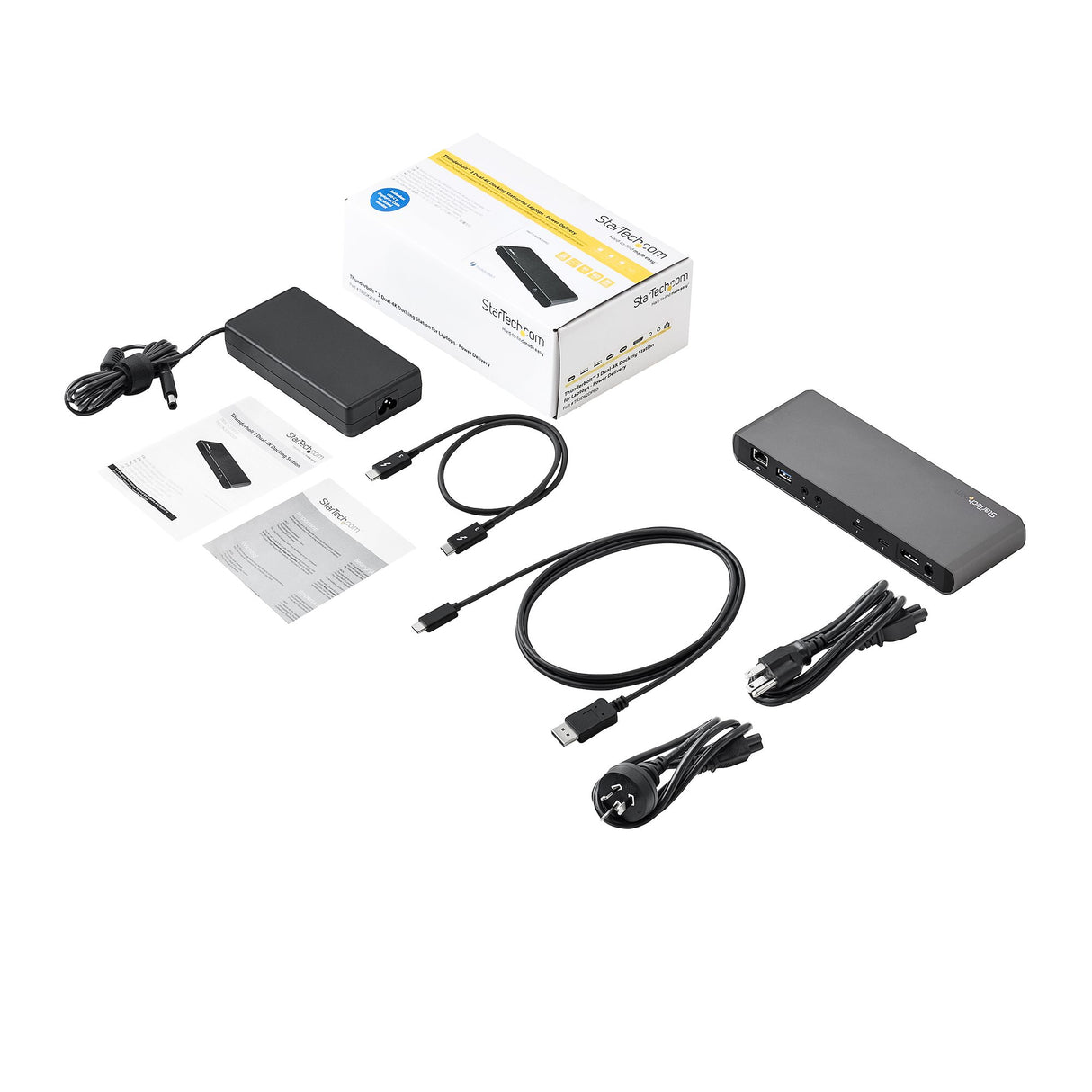 StarTech.com Docking Station Thunderbolt 3 con Salidas Dobles de Vídeo 4K para Ordenadores Portátiles Windows y Mac con Soporte para 5K y Entrega de Potencia PD Laptop Alámbrico USB 3.2 Gen 1 (3.1 Gen 1) Type-C 2 Si