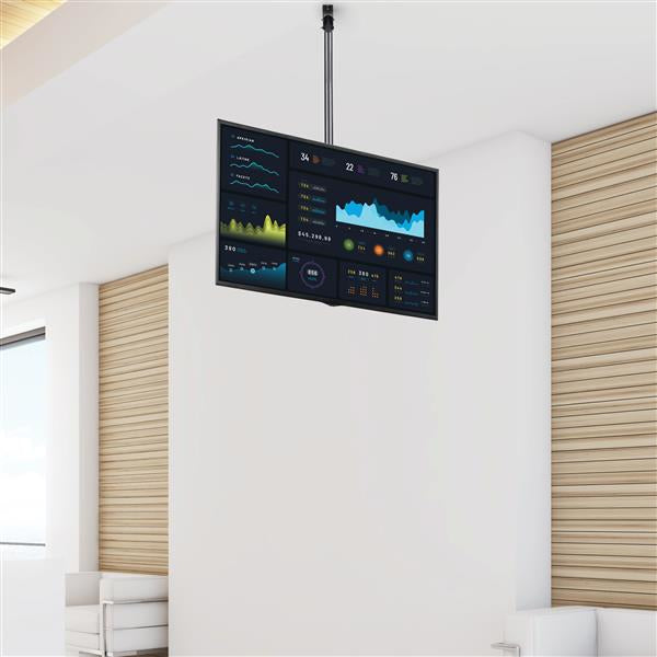 StarTech.com Soporte de Techo para TV - Soporte Universal de Cielo Raso para TV con Mástil Telescópico Largo Ajustable - Soporte VESA para Pantallas de 32" a 75" - Giro e Inclinación Monitor