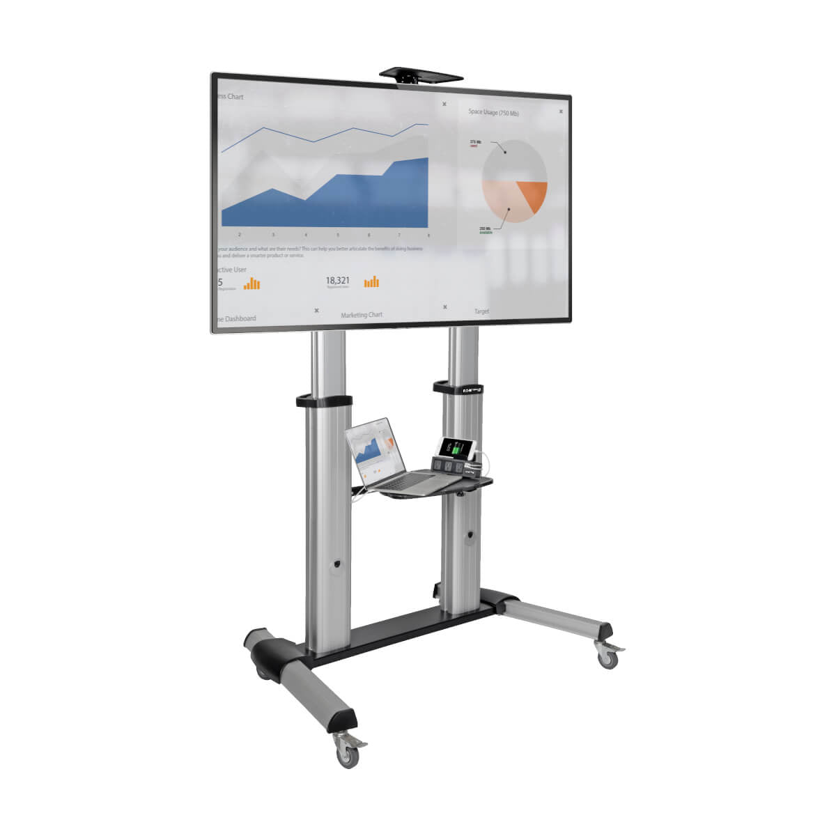 Tripp Lite DMCS60100XX Soporte de Piso Móvil para Panel Plano o Curvo - TVs y Monitores de 60" ~ 100", Servici