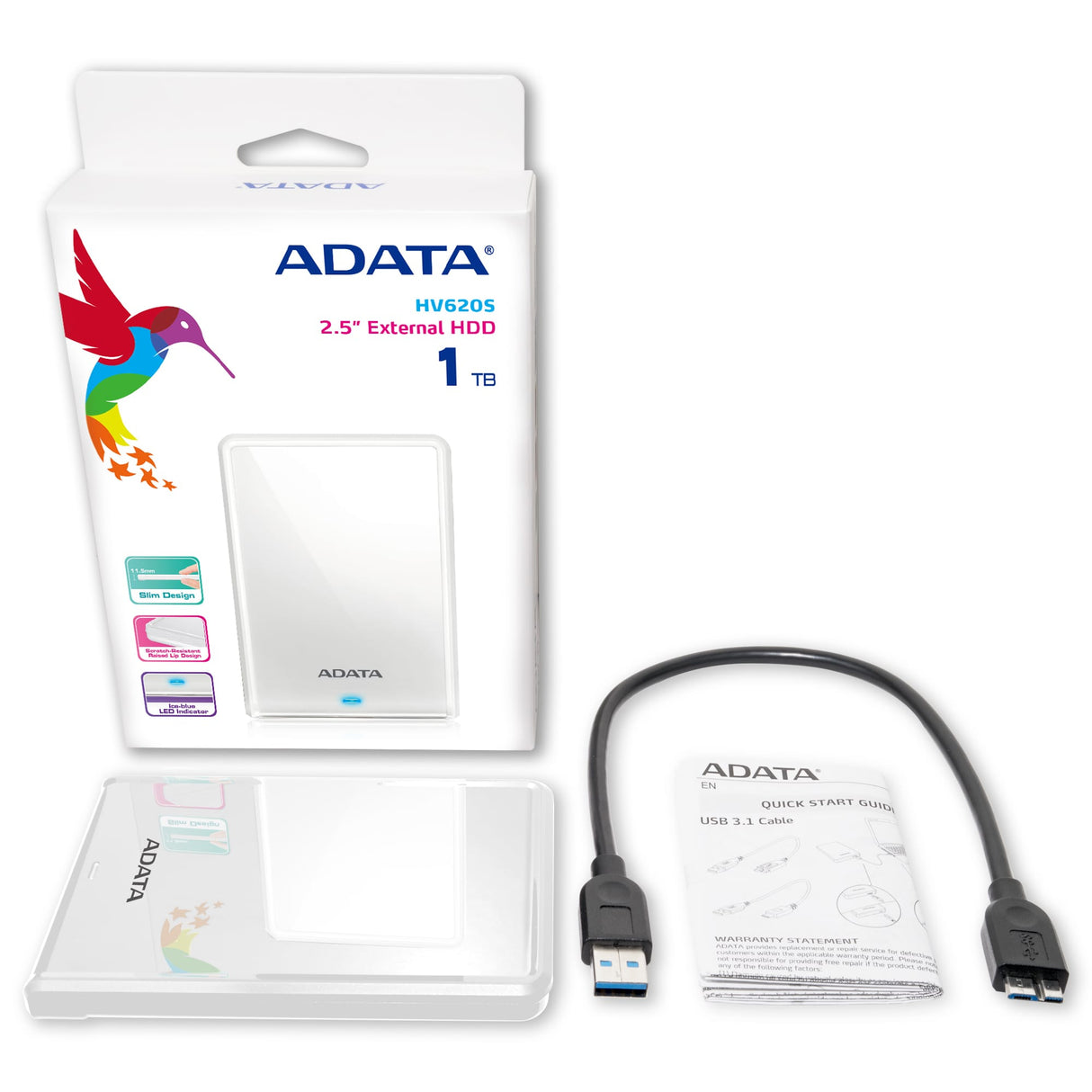 ADATA AHV620S-1TU3-CWH discos duros externos 1 GB 2.5 cm (2.5") Unidad de disco duro Micro-USB B