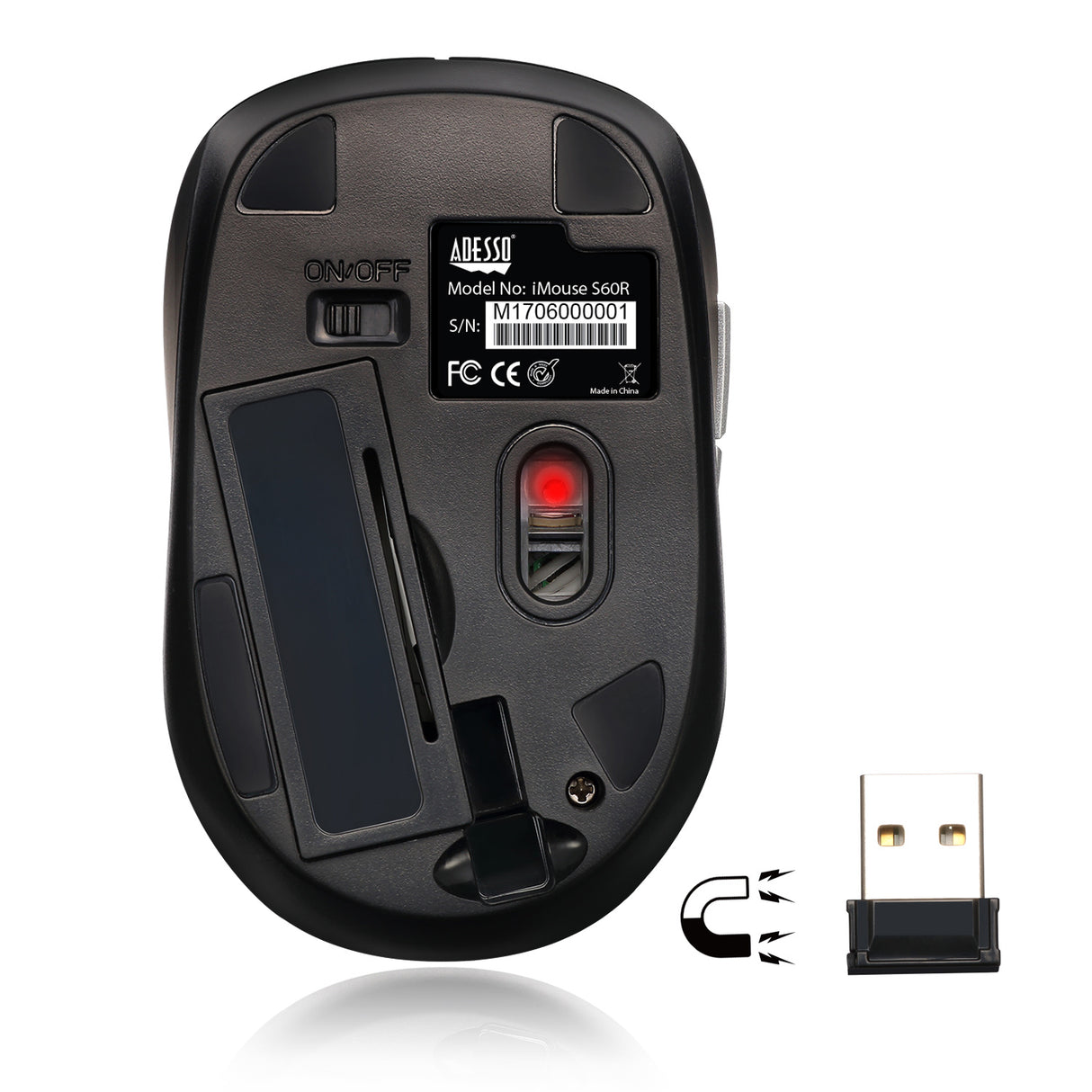 Adesso iMouse S60 ratón Oficina mano derecha RF inalámbrico Óptico 1600 DPI