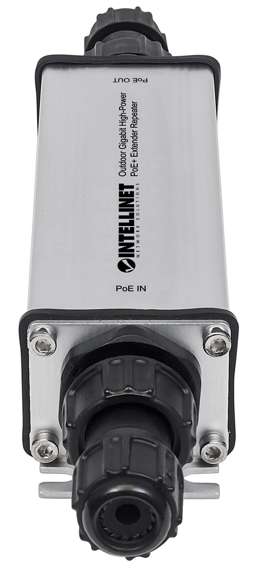 Intellinet Répéteur-extenseur PoE+ Gigabit extérieur haute puissance, IEEE 802.3at/af, portée jusqu’à 100 m, métal, IP65