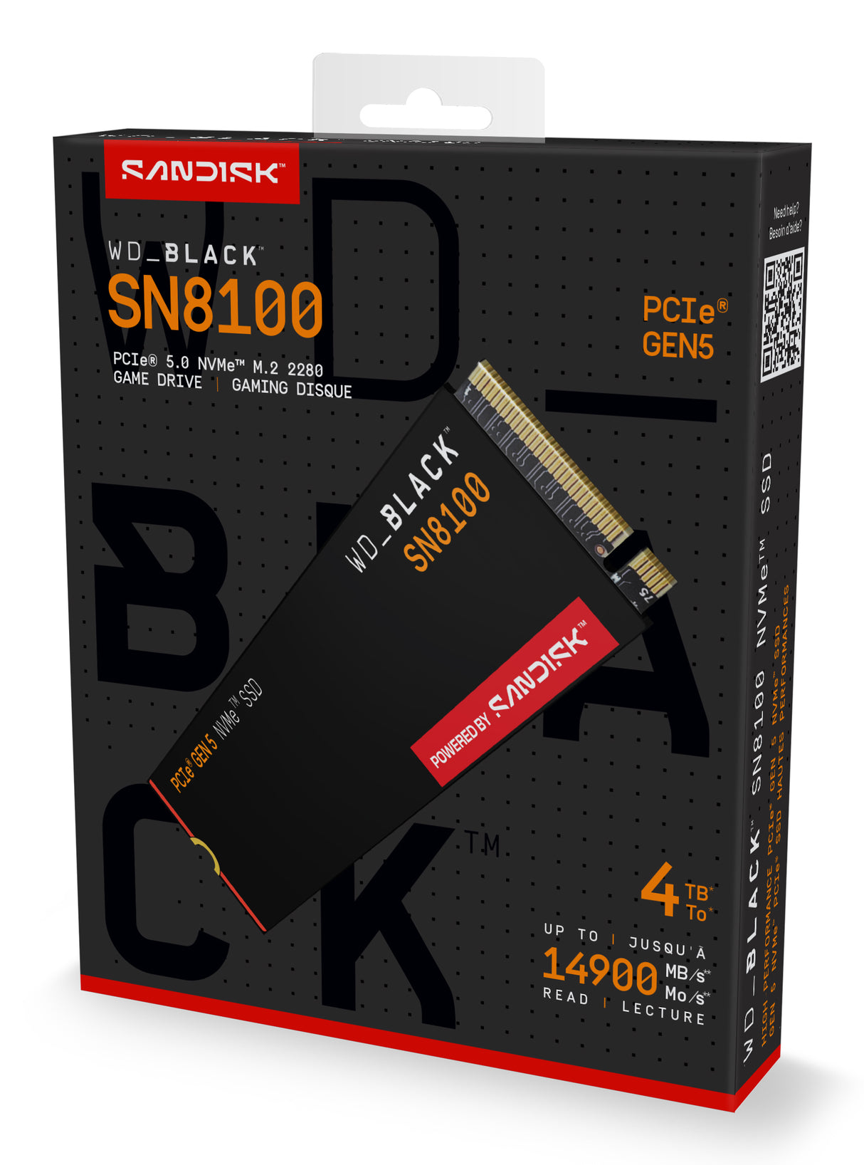 WD SSD Interno Black SN8100 4TB M.2 2280 NVMe, Lectura 14900MB/s, Escritura 14000MB/s