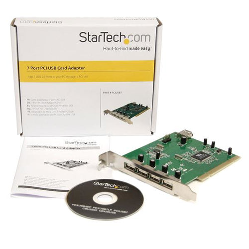 StarTech.com Adaptador Tarjeta PCI USB 2.0 de Alta Velocidad 7 Puertos - 4 Externos y 3 Internos Tarjetas y adaptadores