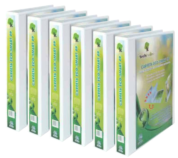 Techmakro KITCARP6-1ECO carpeta de cartón Carta Blanco, Anillo redondo, Almacenamiento, Cloruro de polivinilo (PVC)