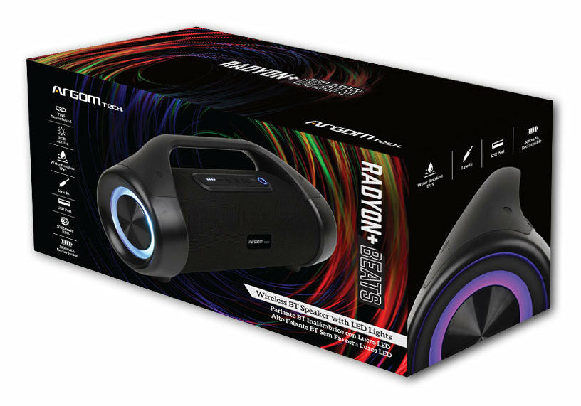 ArgomTech Radyon+ Beats Altavoz de fiesta Negro 50 W, 80 - 16000 Hz, Inalámbrico y alámbrico
