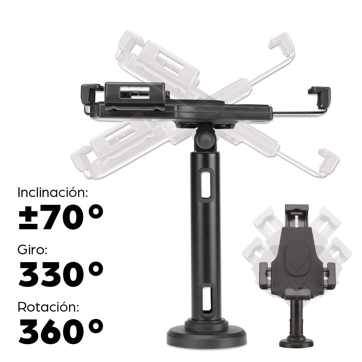 Manhattan Soporte de sobremesa para iPad y tablet, bloqueable, montable en pared, antirrobo, para tablets de 7,9" a 10,5