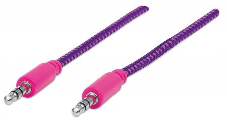 Manhattan Cable Audio 3.5mm Macho Macho 1m Textil Rosa/Morado, 1m Longitud