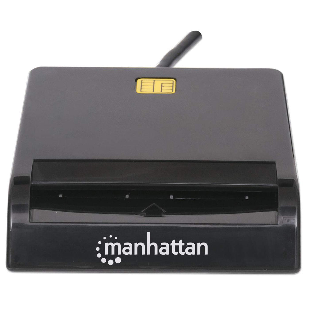 Manhattan Lector de tarjetas inteligentes con contacto USB-A, 12 Mbps, tipo fricción, externo, Windows o Mac, cable 105 cm, negro, 3 años de garantía lector de tarjeta inteligente Si 200000 Interior Negro