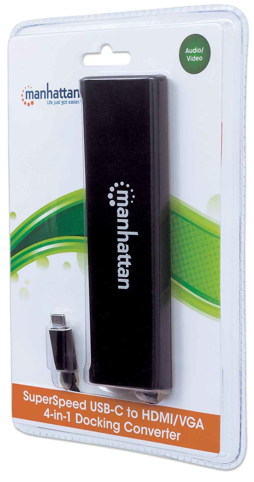Manhattan Convertidor Docking USB-C Superspeed 4-en-1 a HDMI/VGA Laptop Alámbrico USB 3.2 Gen 1 (3.1 Gen 1) Type-C 2 1