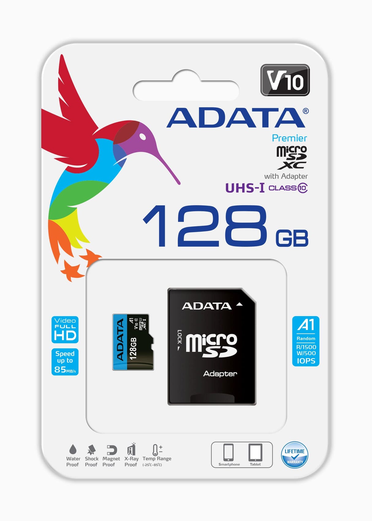 Memoria Flash Adata AUSDX128GUICL10A1-RA1, 128GB MicroSDXC UHS-I Clase 10, con Adaptador