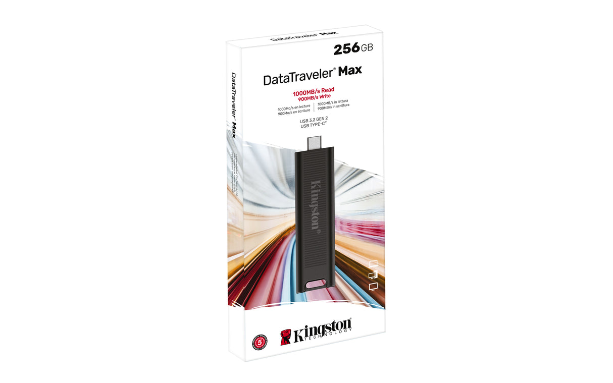 Kingston Technology 256GB DataTraveler Max 1000R/900W USB 3.2 Gen 2 Memoria Flash 256 GB USB Tipo C 3.2 Gen 2 (3.1 Gen 2) 1000 MB/s