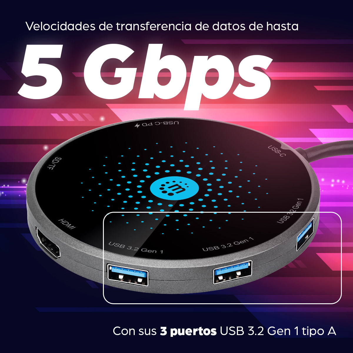 Manhattan Docking USB-C con base de carga inalámbrica hubs de interfaz USB 3.2 Gen 1 (3.1 Gen 1) Type-C 3 1 1