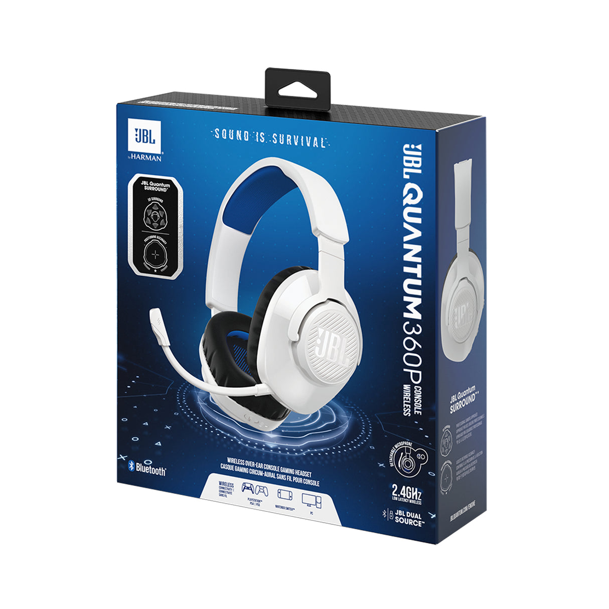JBL Quantum 360P Auriculares Inalámbrico Diadema Juego USB Tipo C Bluetooth Azul, Blanco