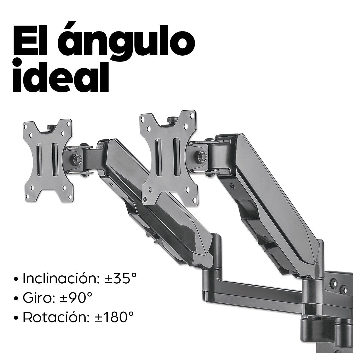 Manhattan Soporte de pared doble para TV/monitores (Articulado de gas), para pantallas de 17" a 32", Compatibilidad VESA: 75×75 y 100×100 mm (verifiqu
