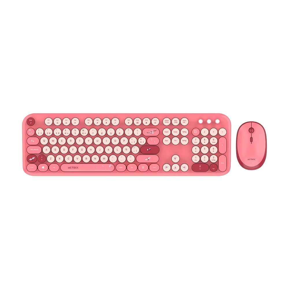 Acteck Creator Chic K-Colors MK485 teclado Ratón incluido Universal RF inalámbrico QWERTY Español Rosa, Interruptor de m