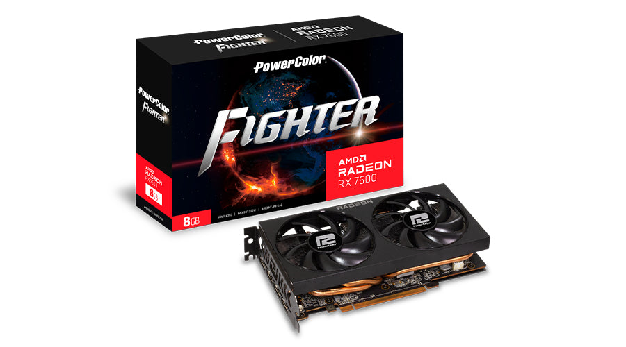 Tarjeta de Video AMD (D90)PowerColor Fighter Radeon RX7600 8GB Dual Fan GDDR6 PCIe 4.0 128-bit 1xHDMI 3xDP