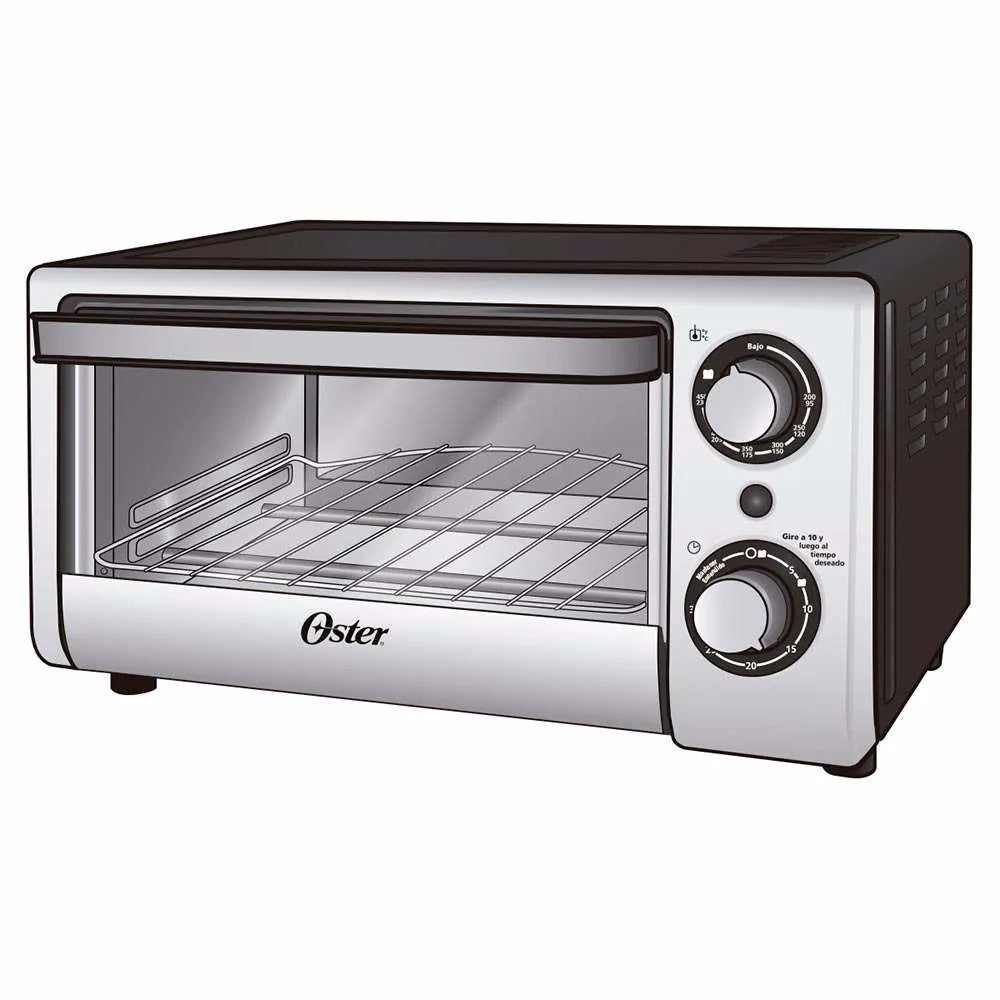 Oster TSSTTV10LTB 10 L 1000 W Acero inoxidable, Independiente, Giratorio, 4 rebanada(s)