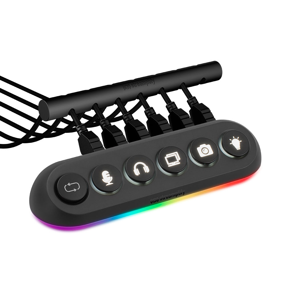 Hub USB Streamplify Deck 5, 4 x USB 3.0, 1 x USB 2.0, RGB, 12V, Negro