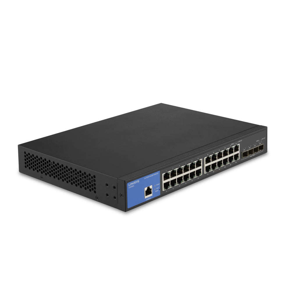 Linksys Switch de red administrado Gigabit de 24 puertos con 4 ranuras SFP+ 10G de subida dispositivo de redes Gestionado L3 Si 24