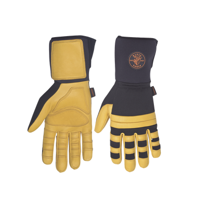 Klein Tools Guantes de Trabajo para Liniero / Cuero Blando / Nudillos Acolchados Doble Fila
